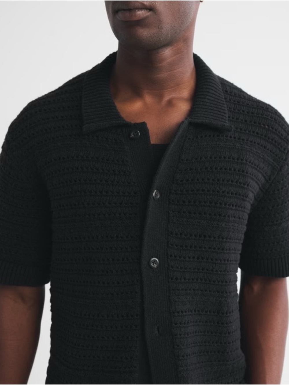 Aeropostale Open Knit Button Up Polo Shirt